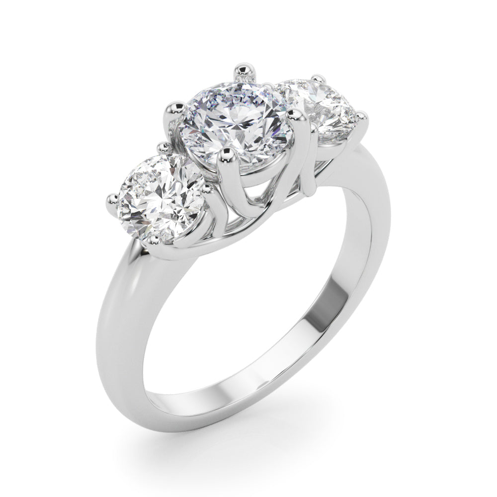 3-Stone Round Trellis Engagement Ring