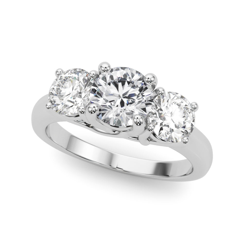 3-Stone Round Trellis Engagement Ring