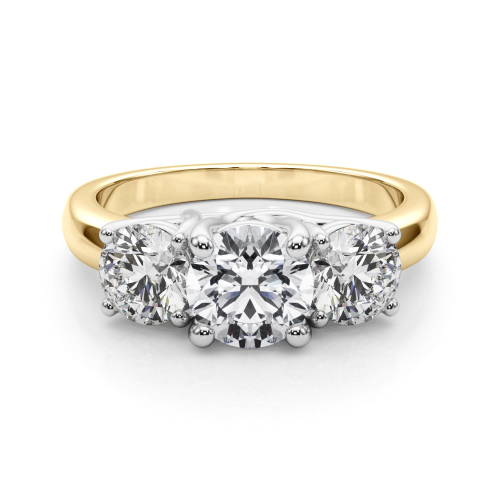 3-Stone Round Trellis Engagement Ring