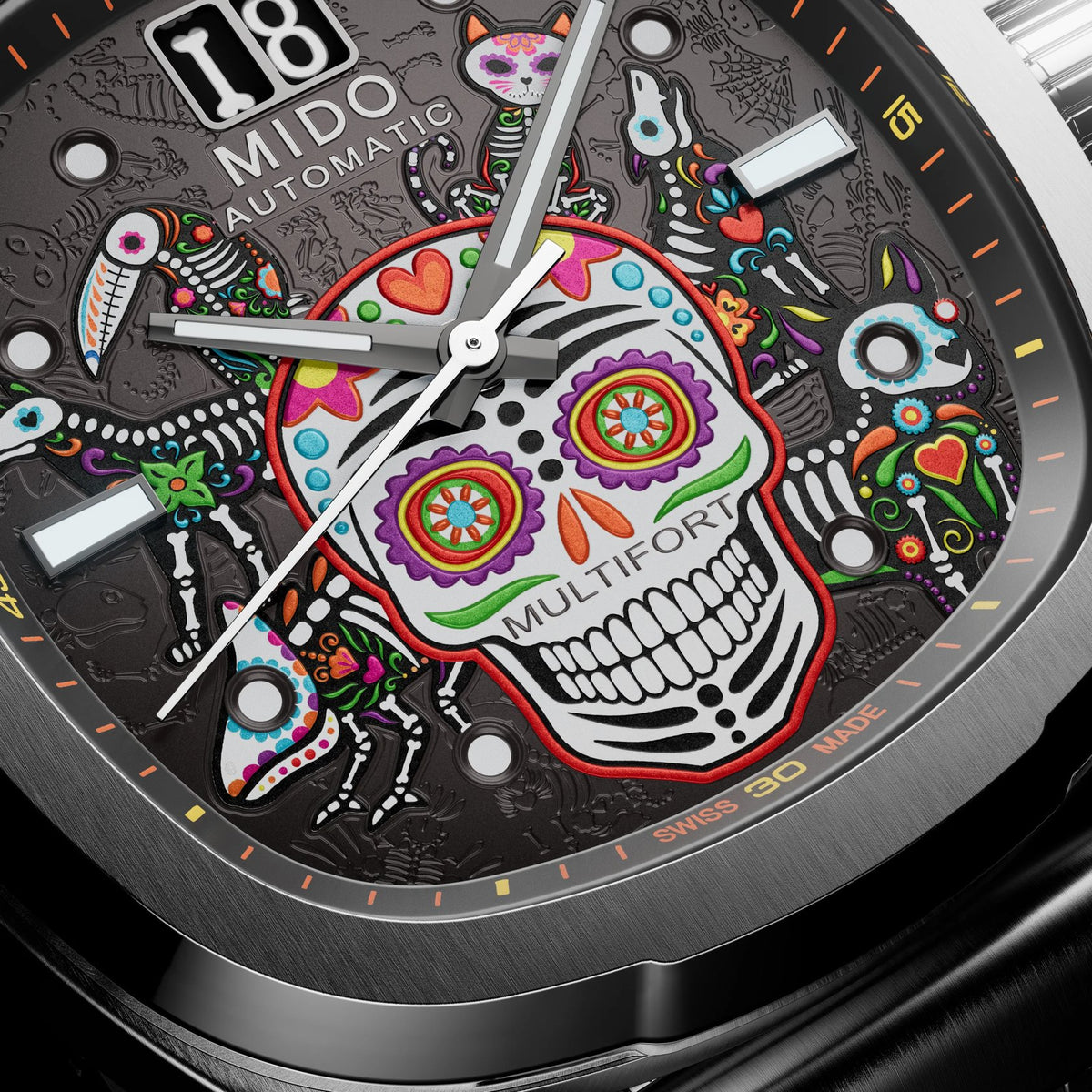 Mido Multifort TV Big Date Alebrijes M049.526.11.081.02 — official image