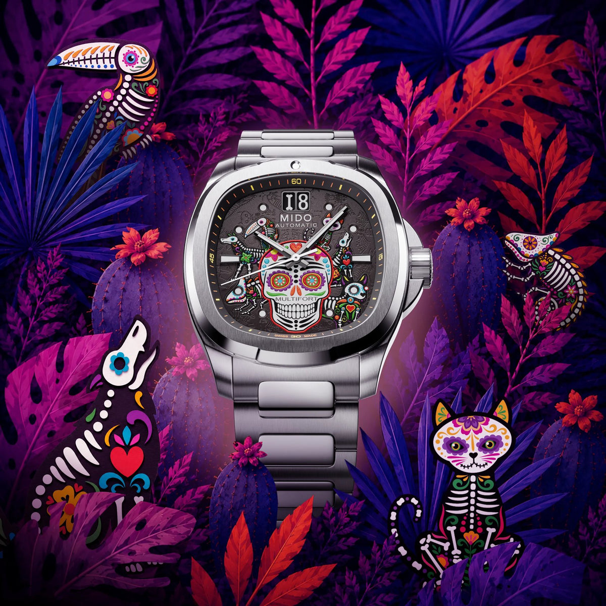 Mido Multifort TV Big Date Alebrijes M049.526.11.081.02 — official image