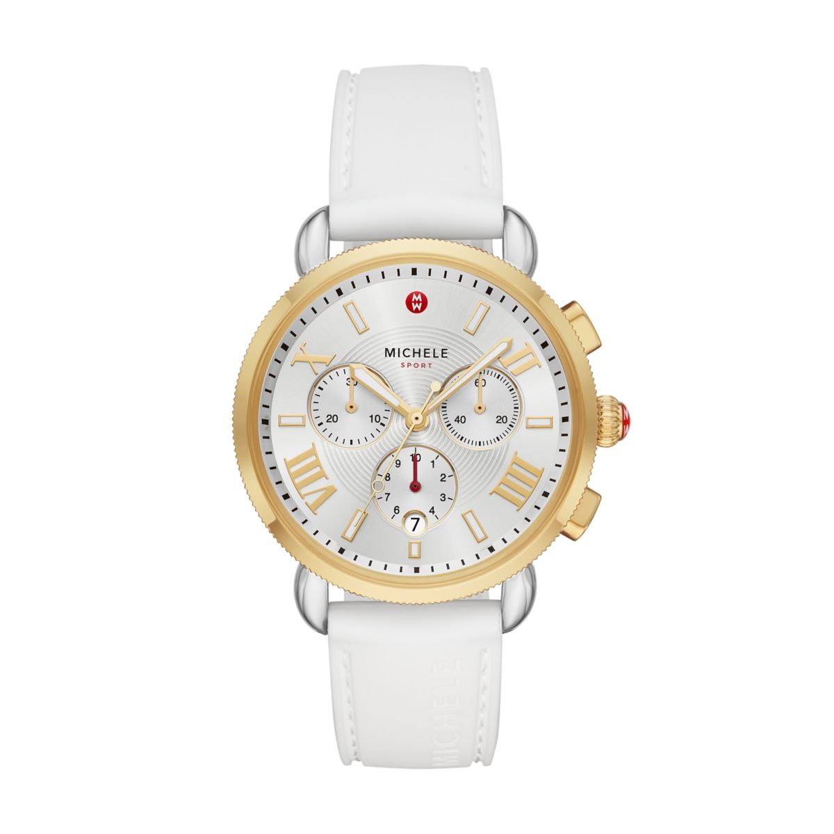 Michele Deco watch 34mm x 36mm silver white sunray dial