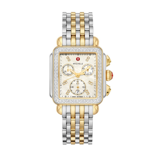 Michele Deco Diamond watch 33mm x 35mm white mop w/ diamonds dial