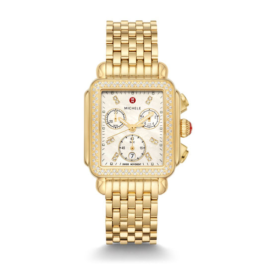 Michele Deco Diamond watch 33mm x 35mm white mop w/ diamonds dial