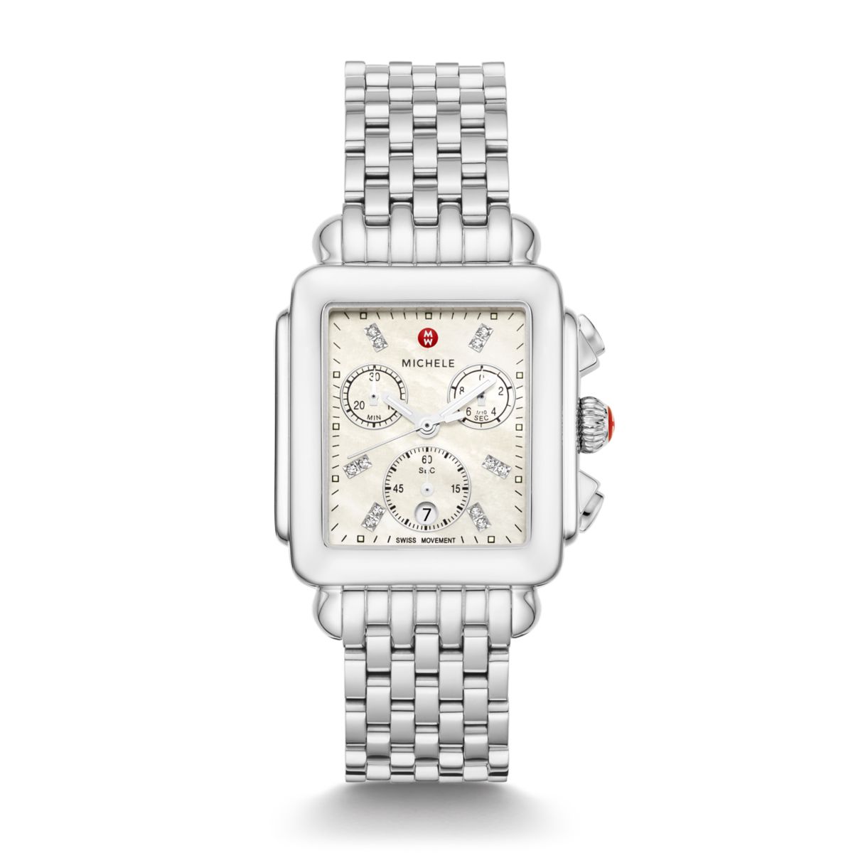 Michele Deco Diamond watch 33mm x 35mm white mop w/ diamonds dial