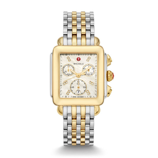 Michele Deco Diamond watch 33mm x 35mm white mop w/ diamonds dial