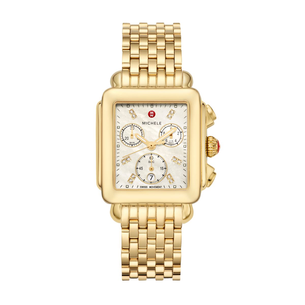 Michele Deco Diamond watch 33mm x 35mm white mop w/ diamonds dial