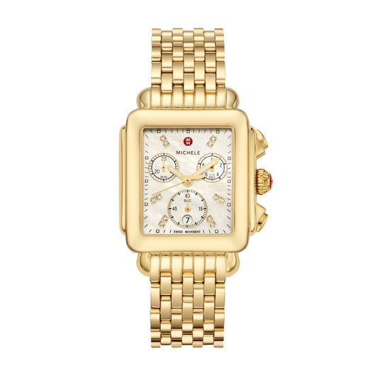 Michele Deco Diamond watch 33mm x 35mm white mop w/ diamonds dial