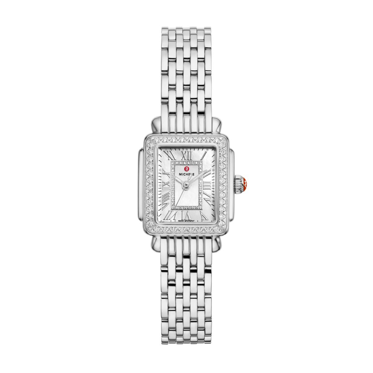 Michele Serein Oval Diamond watch 23mm x 24mm white mop w/ diamonds dial