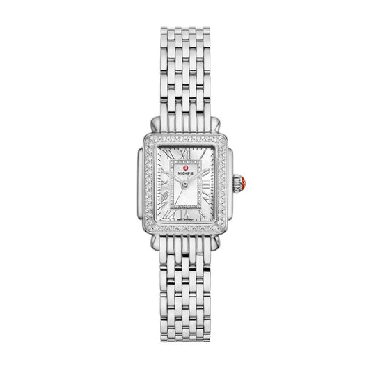 Michele Serein Oval Diamond watch 23mm x 24mm white mop w/ diamonds dial