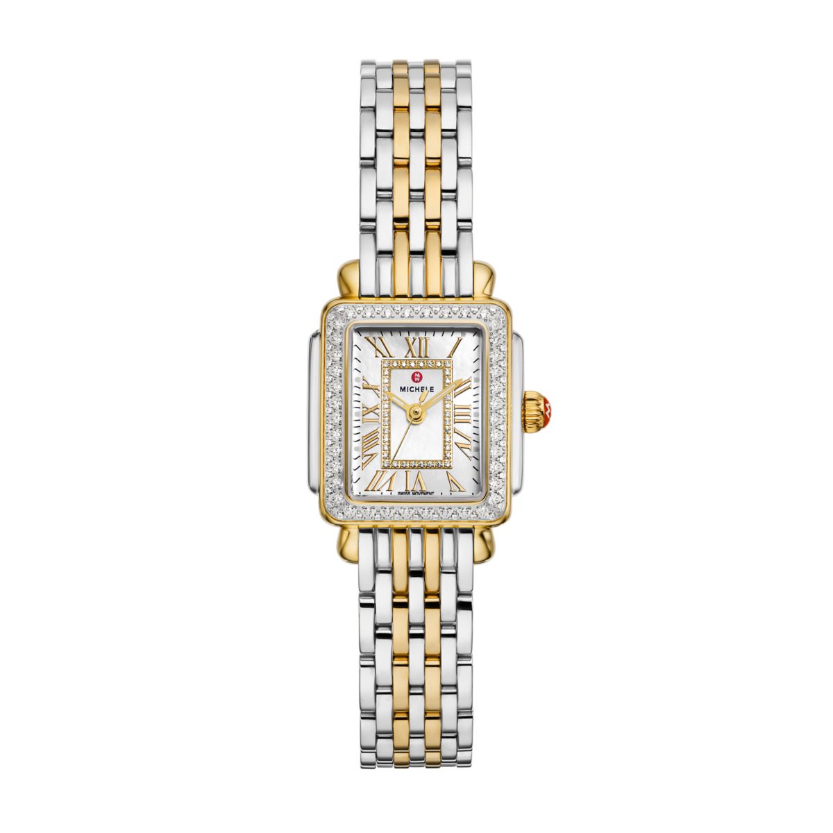 Michele Serein Oval Diamond watch 23mm x 24mm white mop w/ diamonds dial