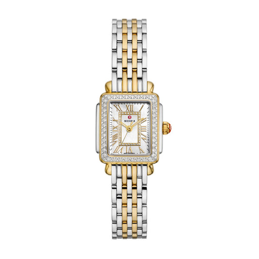 Michele Serein Oval Diamond watch 23mm x 24mm white mop w/ diamonds dial