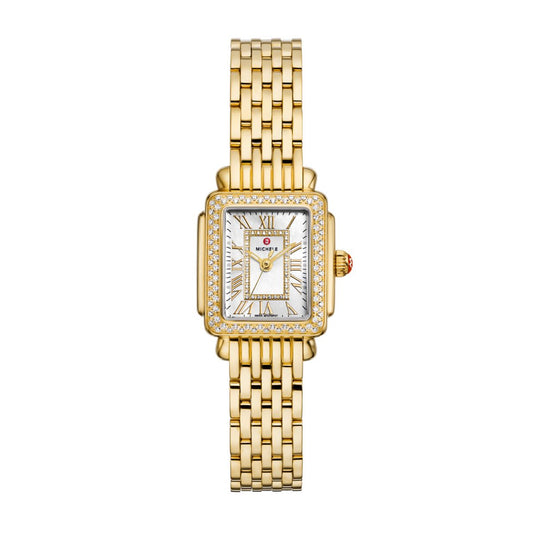 Michele Serein Oval Diamond watch 23mm x 24mm white mop w/ diamonds dial