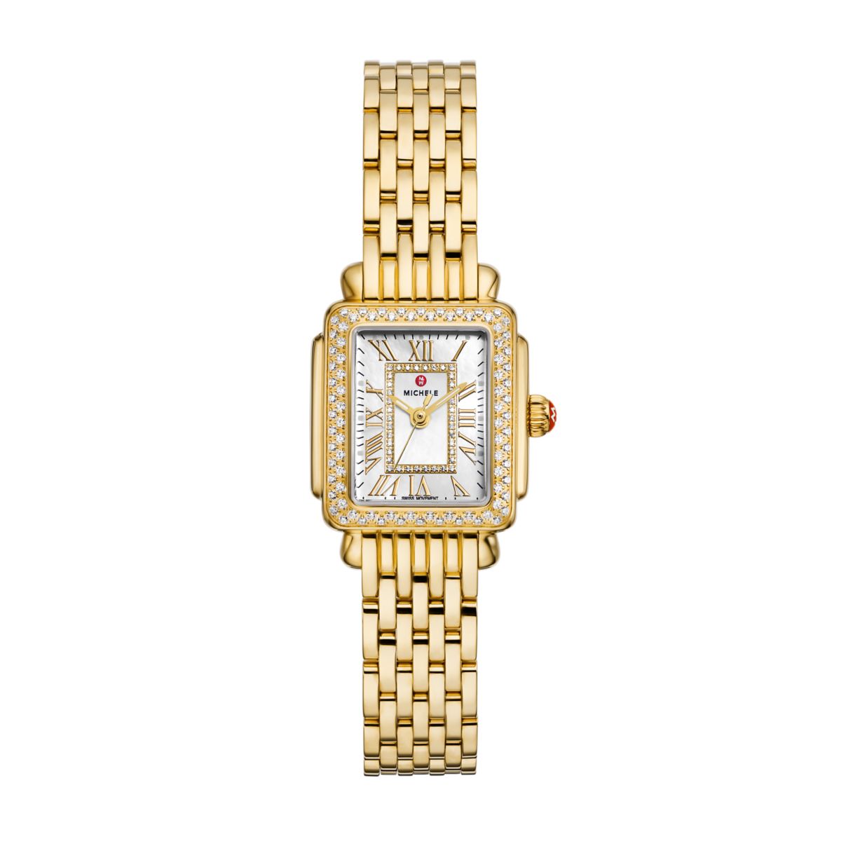 Michele Serein Oval Diamond watch 23mm x 24mm white mop w/ diamonds dial