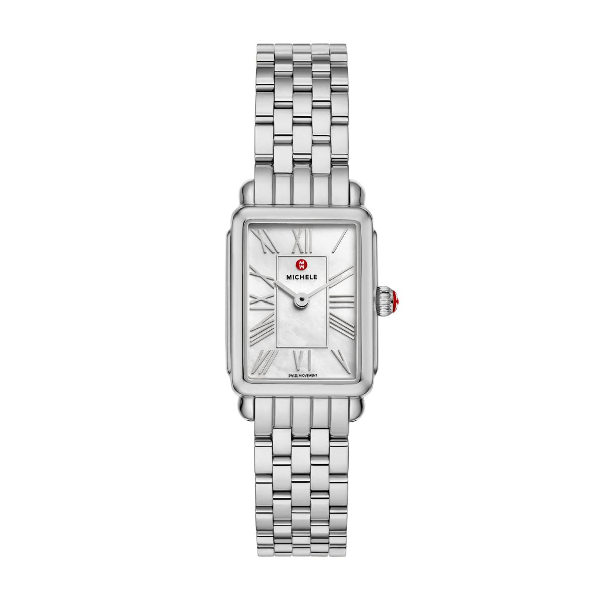 Michele Deco Park watch 23mm x 29mm white mop dial