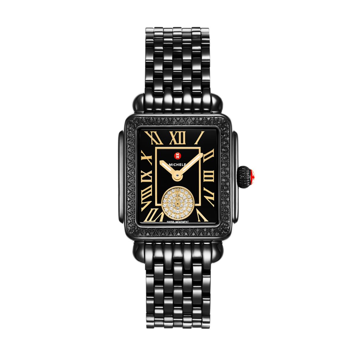 Michele Deco Madison Mid Diamond watch 23mm x 29mm noir gloss dial