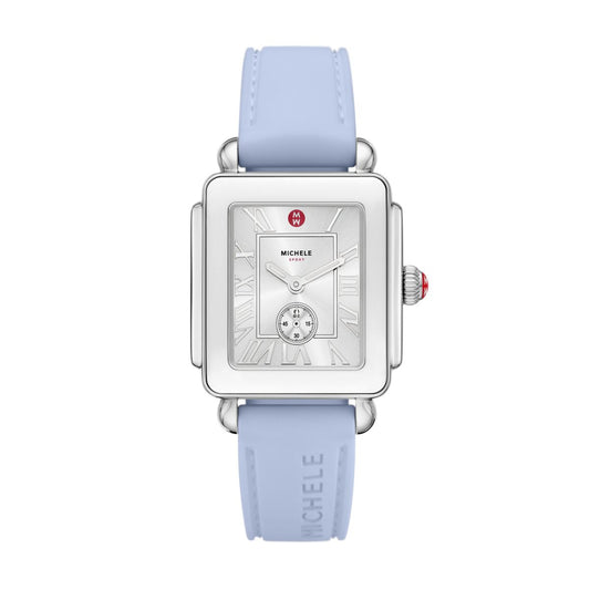 Michele Deco Sport Mid watch 29mm x 31mm silver white sunray dial