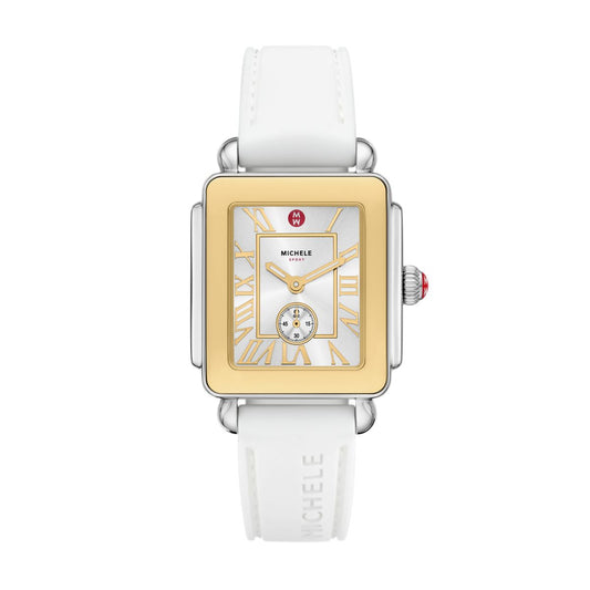 Michele Deco Sport Mid watch 29mm x 31mm silver white sunray dial
