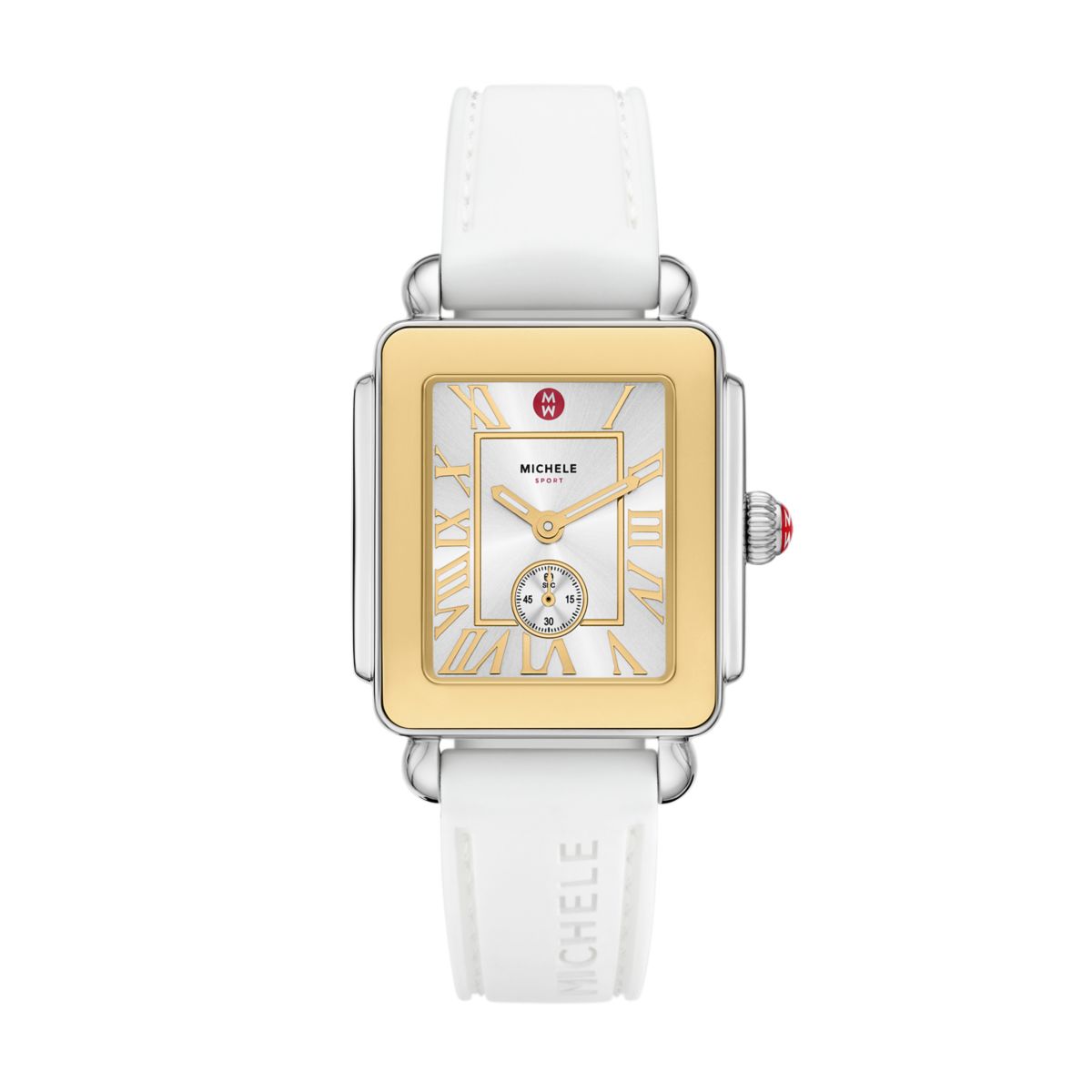 Michele Deco Sport Mid watch 29mm x 31mm silver white sunray dial