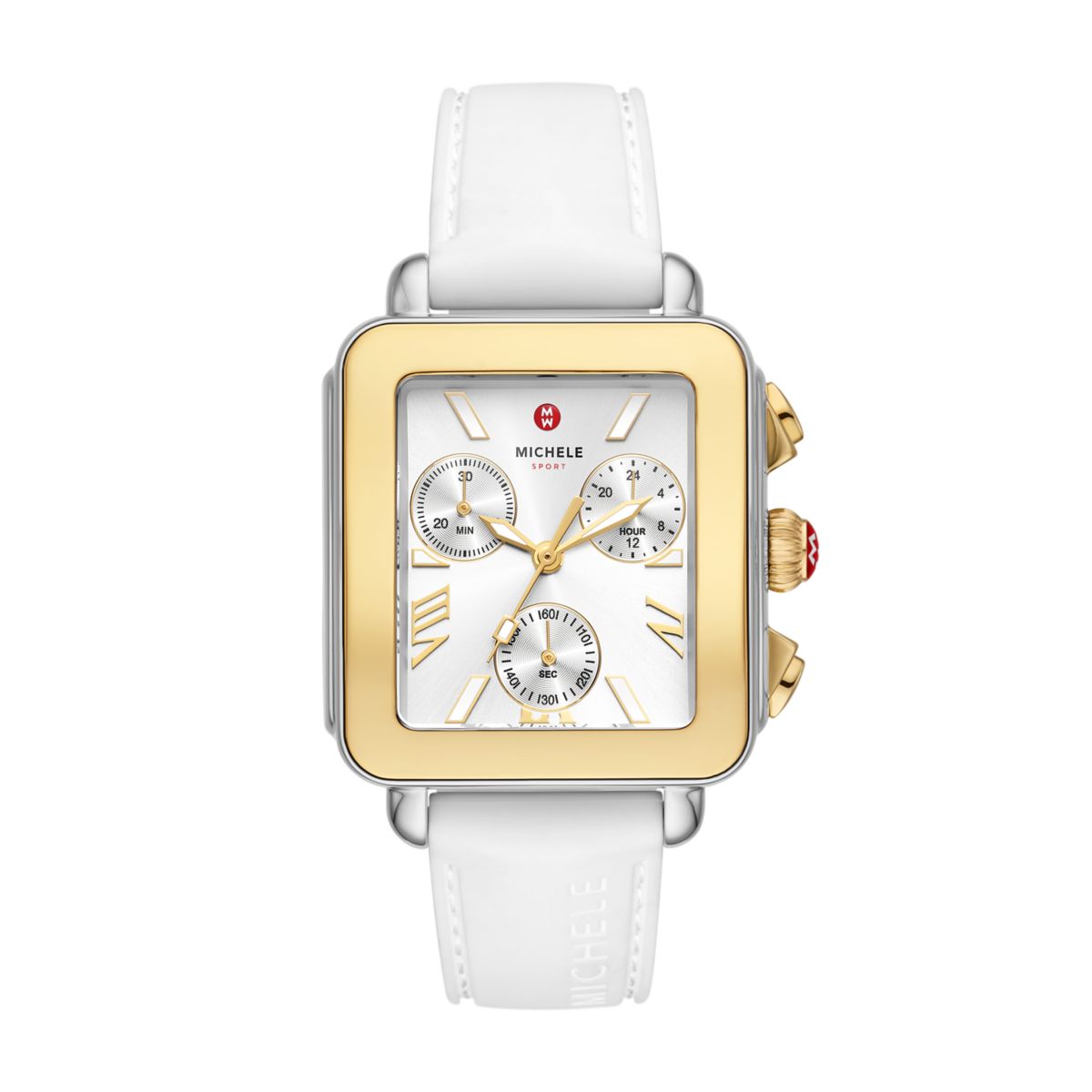 Michele Deco Sport Chrono watch 34mm x 36mm silver white sunray dial