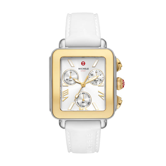 Michele Deco Sport Chrono watch 34mm x 36mm silver white sunray dial