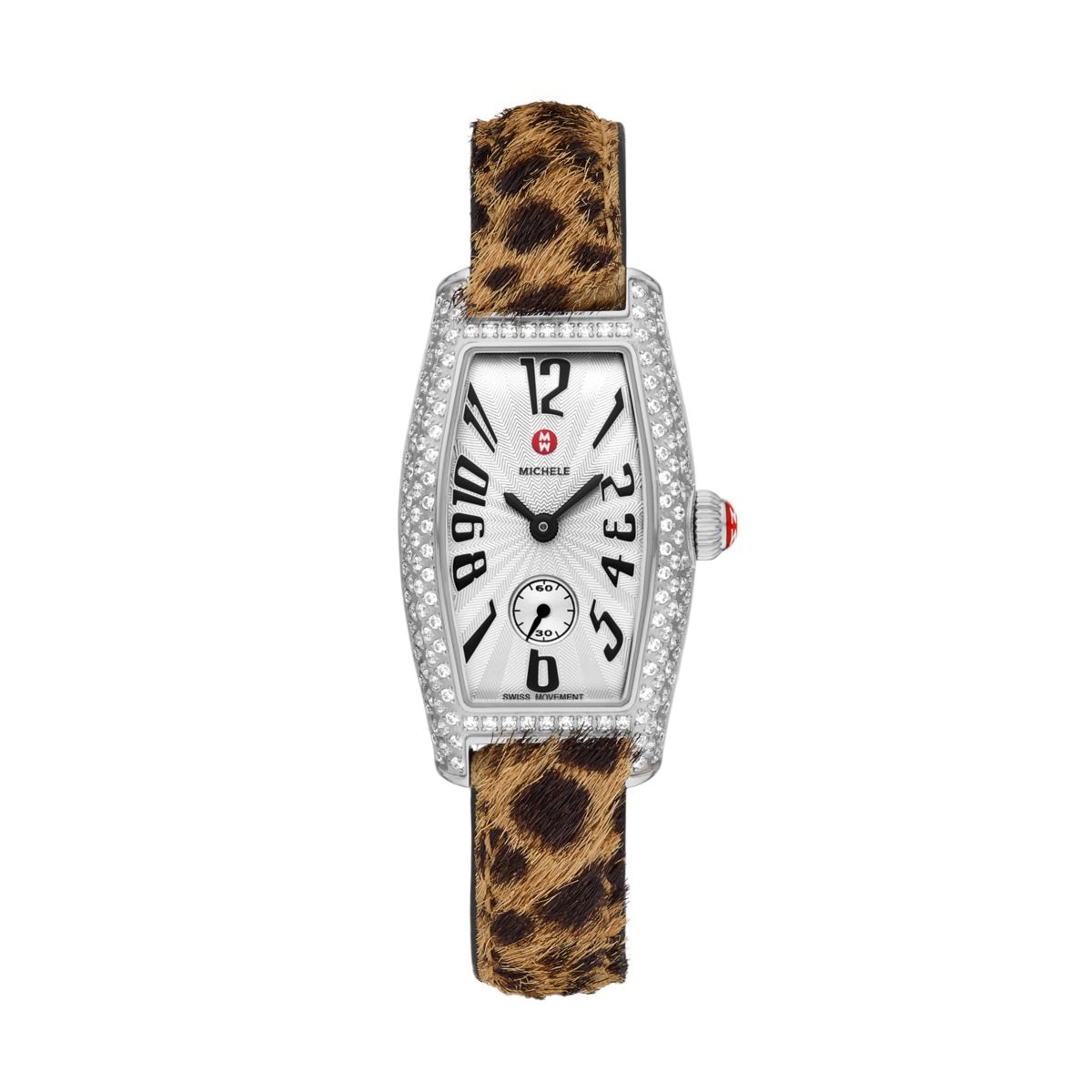 Michele Pavé Vintage watch 23mm x 40mm silver white guilloche dial