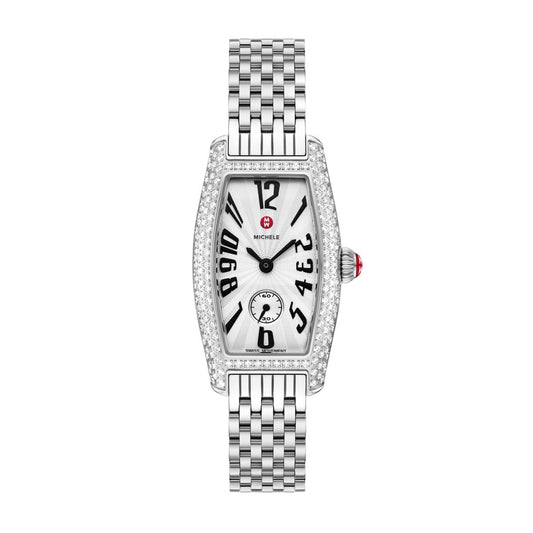 Michele Pavé Vintage watch 23mm x 40mm silver white guilloche dial