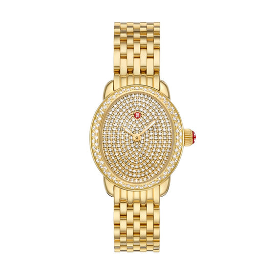 Michele Serein Oval Diamond watch 23mm x 40mm silver white guilloche dial