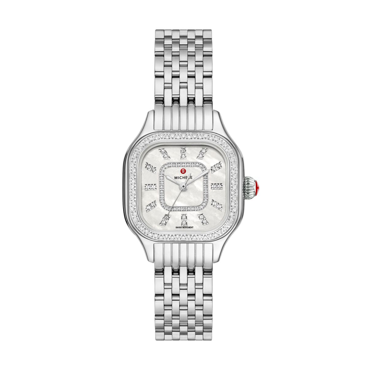 Michele Meggie Diamond watch 29mm x 26mm white mop w/ diamonds dial