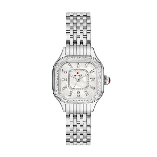 Michele Meggie Diamond watch 29mm x 26mm white mop w/ diamonds dial