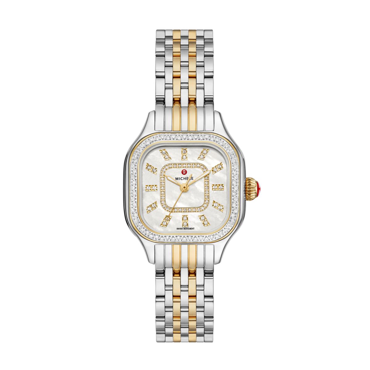 Michele Meggie Diamond watch 29mm x 26mm white mop w/ diamonds dial