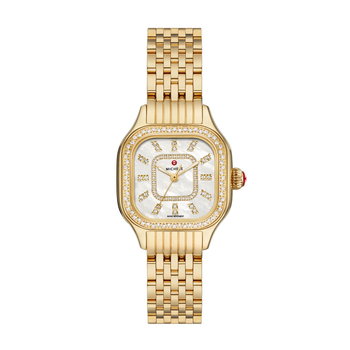 Michele Meggie Diamond watch 29mm x 26mm white mop w/ diamonds dial