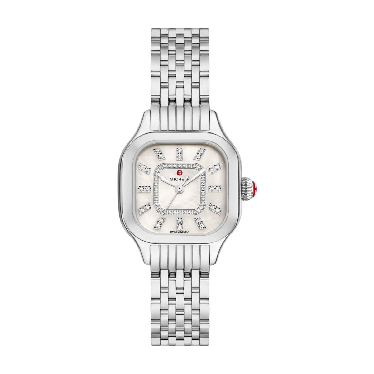 Michele Meggie Diamond watch 29mm x 26mm white mop w/ diamonds dial