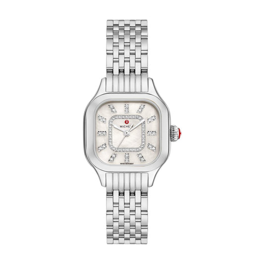 Michele Meggie Diamond watch 29mm x 26mm white mop w/ diamonds dial