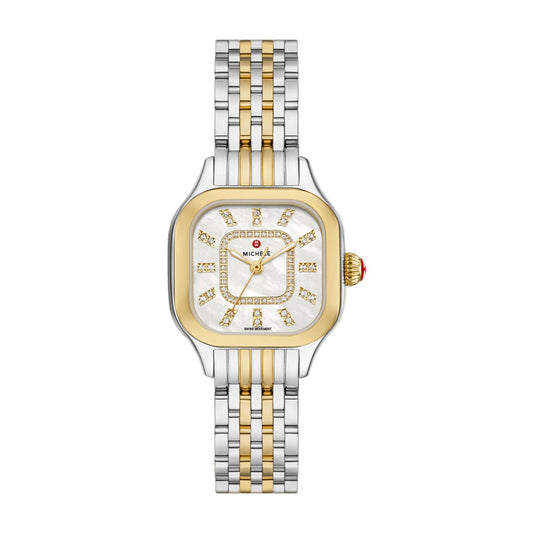 Michele Meggie Diamond watch 29mm x 26mm white mop w/ diamonds dial