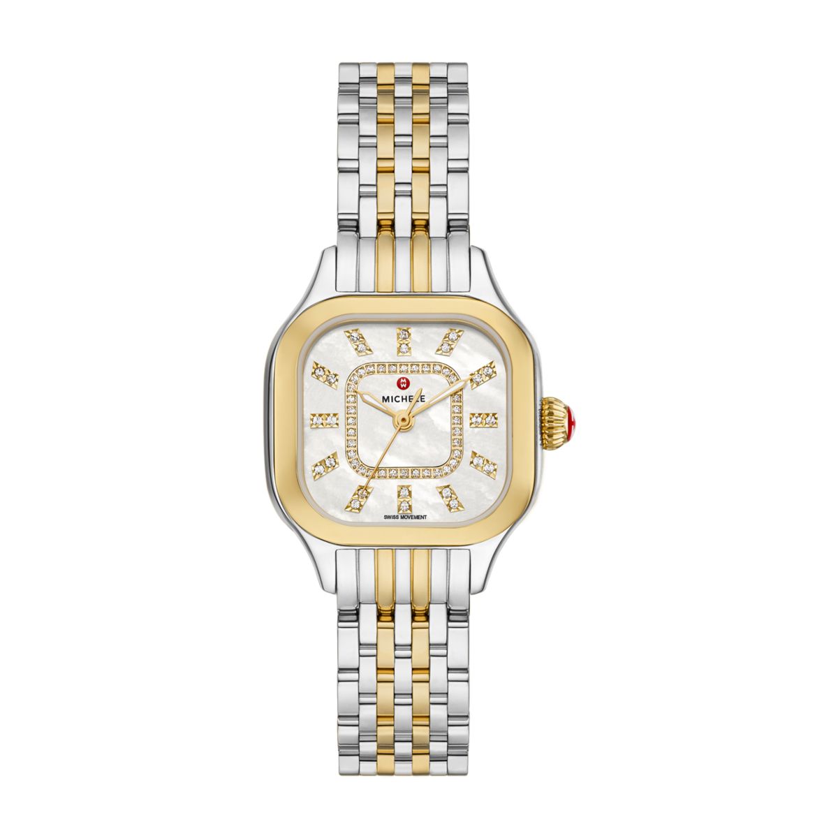 Michele Meggie Diamond watch 29mm x 26mm white mop w/ diamonds dial