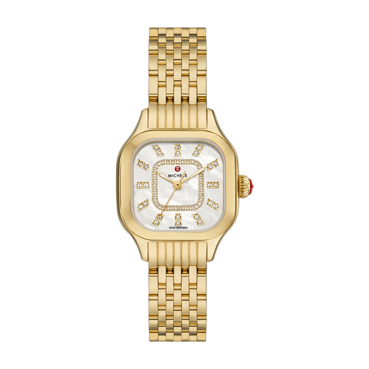 Michele Meggie Diamond watch 29mm x 26mm white mop w/ diamonds dial