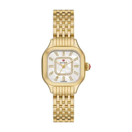 Michele Meggie Diamond watch 29mm x 26mm white mop w/ diamonds dial