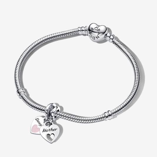 Mother Daughter Splittable Heart Charm and Bracelet Set