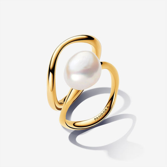 PANDORA ESSENCE Baroque Pearl Stacking Ring Set