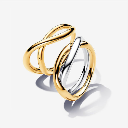 PANDORA ESSENCE Infinity Pearl Intwined Stacking Ring Set