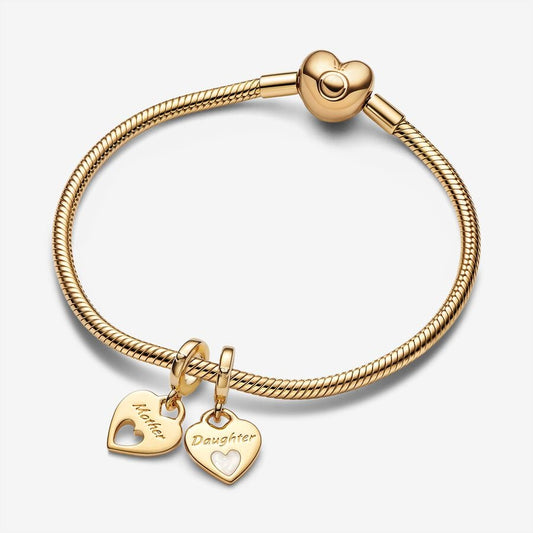 Mother-Daughter Splittable Heart Charm Bracelet Set