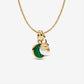 Green Engravable Mini Medallion Charm Necklace Set