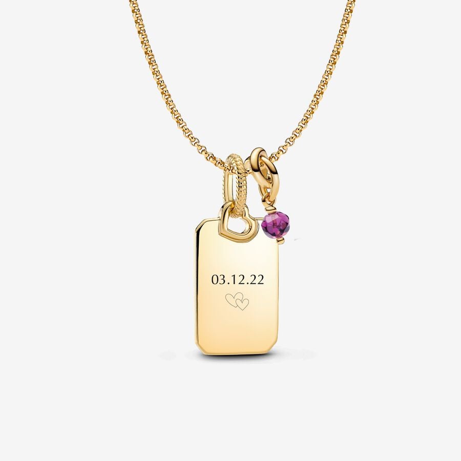 February Engravable Dangle Charm Necklace Set