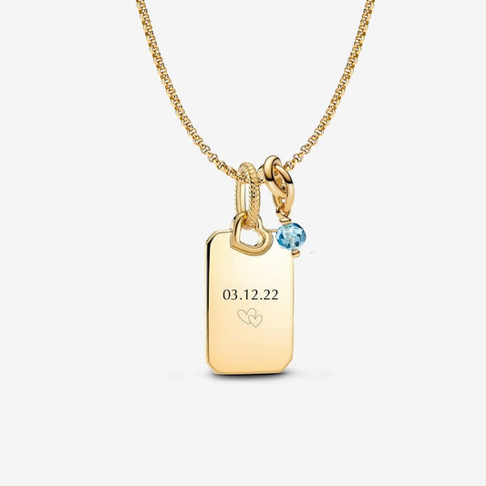 March Engravable Dangle Charm Necklace Set