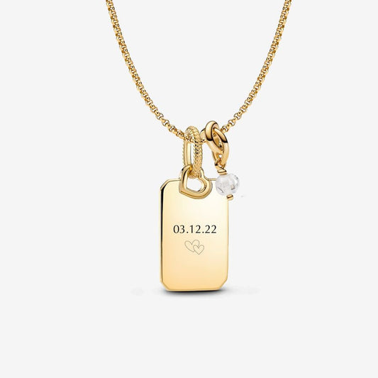 April Engravable Dangle Charm Necklace Set