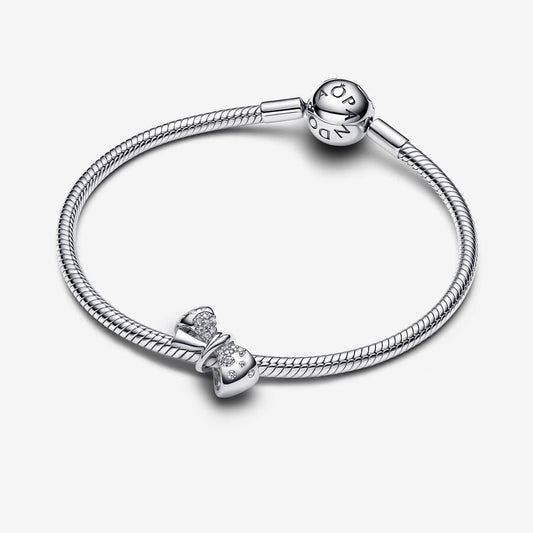 Silver Sparkling Bow Bracelet Set