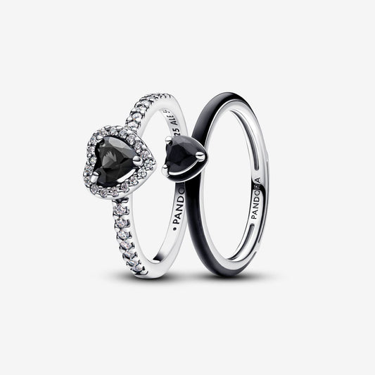Black Hearts Ring Set