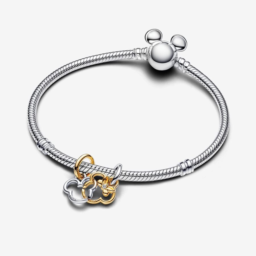 Mickey Mouse and Minnie Mouse Splittable Dangle Charm Bracelet Set