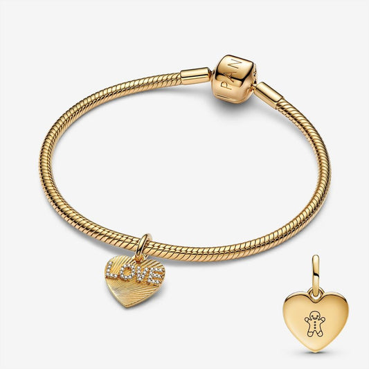 BE LOVE Engravable Golden Love Heart Charm Bracelet Set